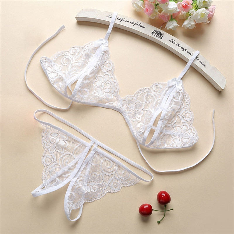 Sexy Lingerie Women Push Up With Lace Straps Transparent Bra Panties Embroidered See Through Comfortable Lingerie Sets Bras